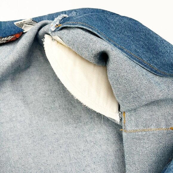 Vintage Jordache Chore Jacket Rigid Denim Blazer Medium Wash Women's Size L - Picture 5 of 13